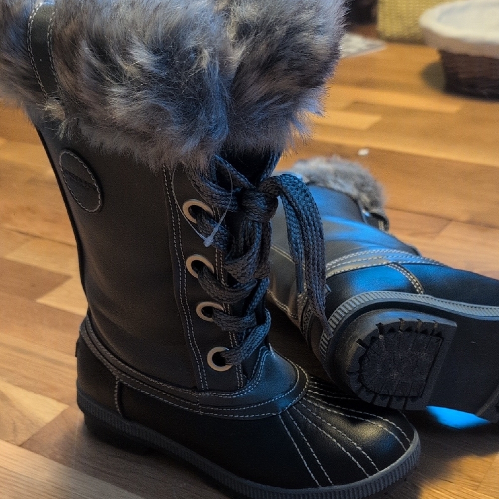 Faux Fur Lined Black Winter Boots